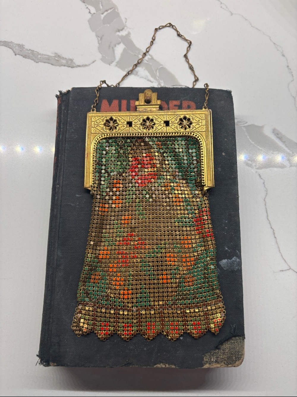 1920s Art Deco enameled mesh purse - Picture 2 of 13